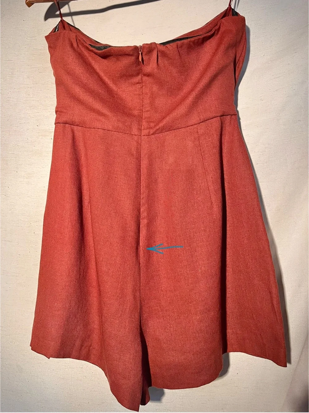 Zara Short Linen Romper Jumpsuit Terracotta Open Sholders Medium 3453/722/658 - Picture 13 of 16